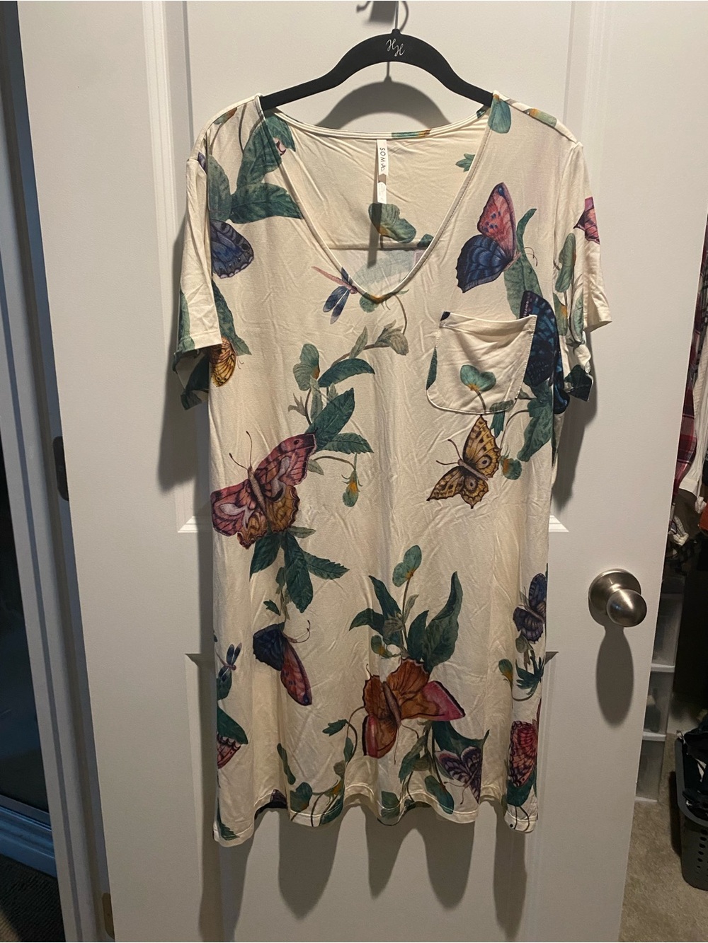 Soma Cream Butterfly & Floral V-Neck Midi Dress
